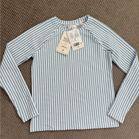 H&M Light Blue and White Striped UV Protection Top - Picture 1 of 4